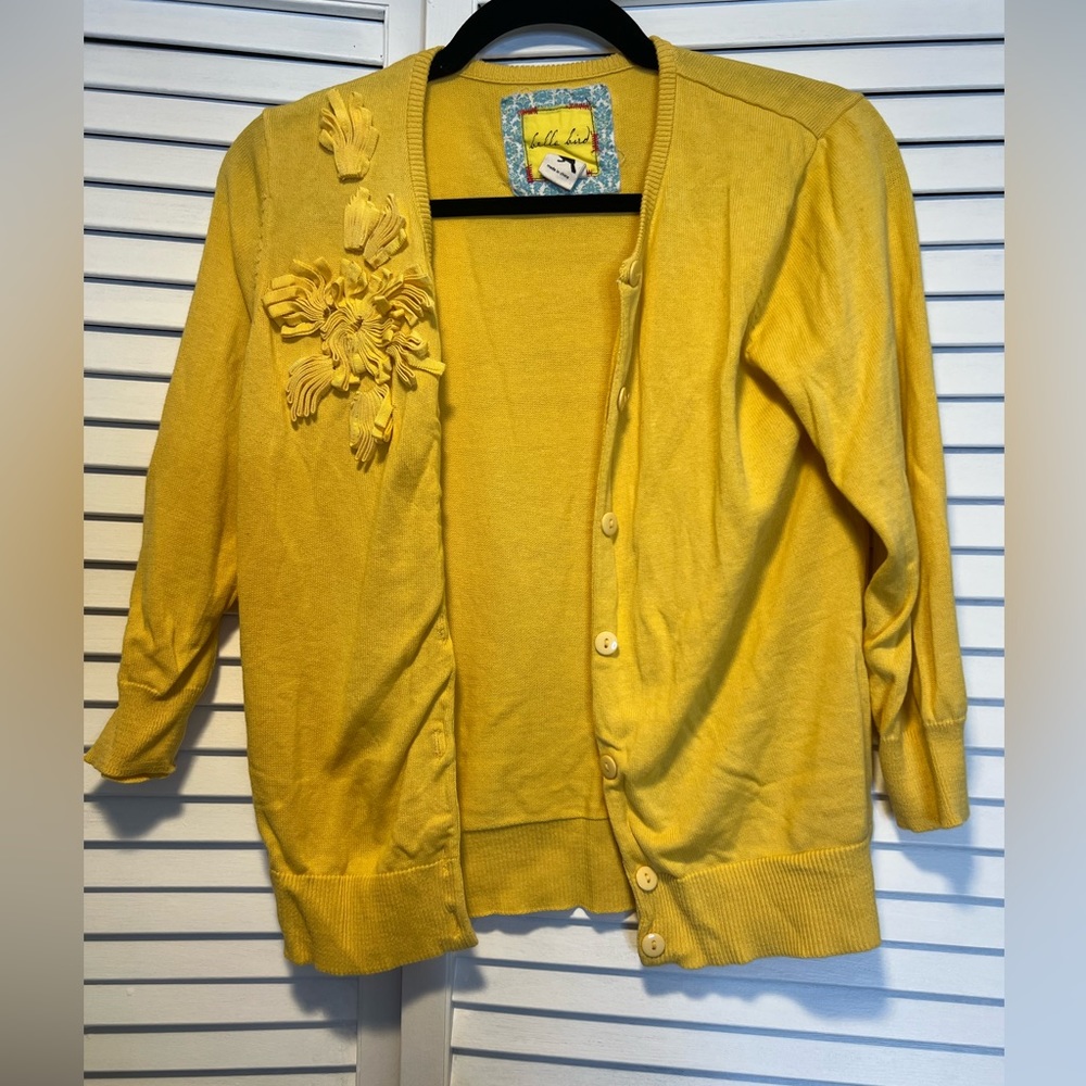 Yellow cardigan